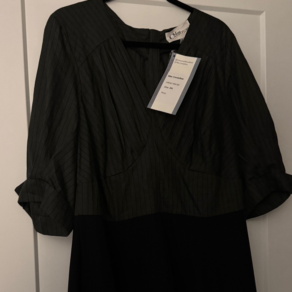 Miss Candyfloss Black Pinstripe Swing Dress | NWT | Retro Pinup Plus Size - Picture 4 of 5
